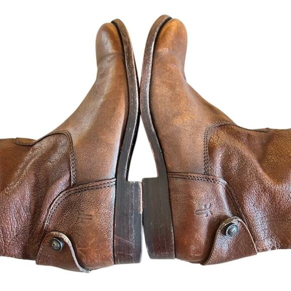 Frye Melissa Button Back  Zipper Brown Leather Riding Boots, size 6 - Picture 10 of 14